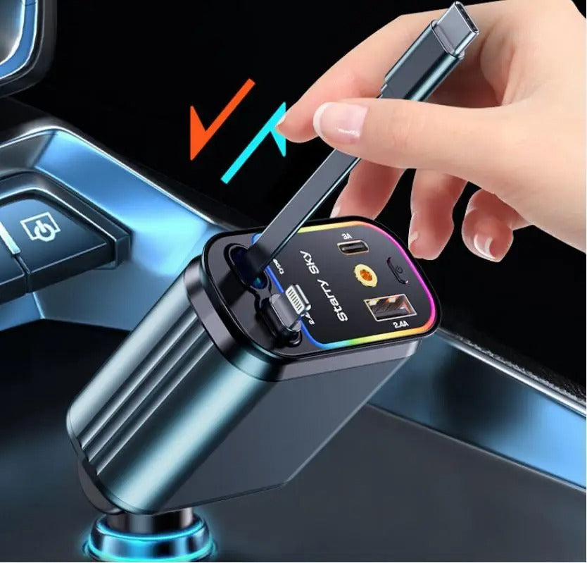 ✅ Chargeur Voiture 4-en-1 – Plus jamais de batterie faible